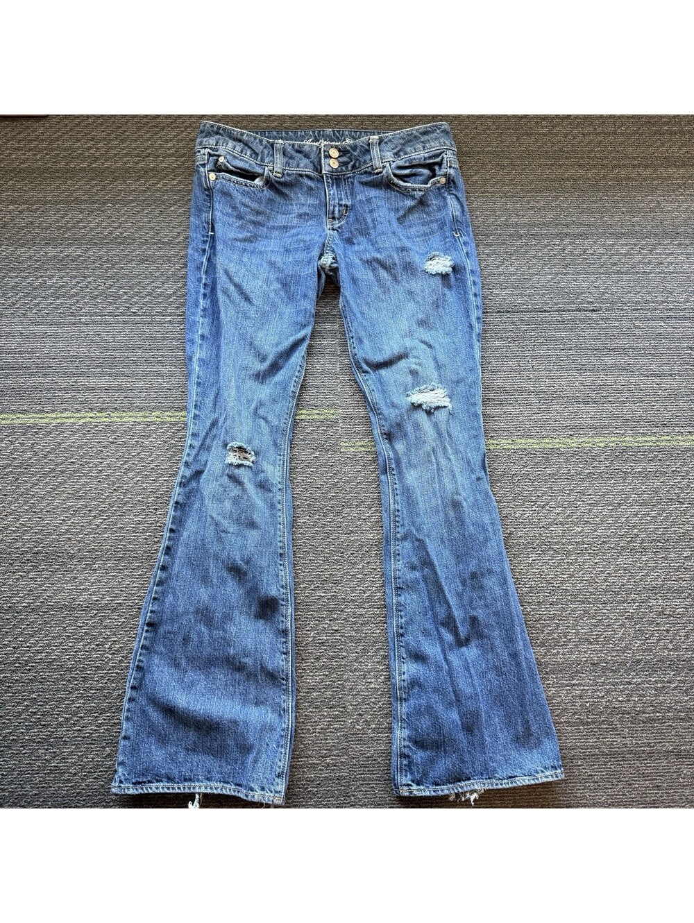 Y2K American Eagle Artist Jeans Women’s 8 Blue Stretch Denim Lighty Distressed